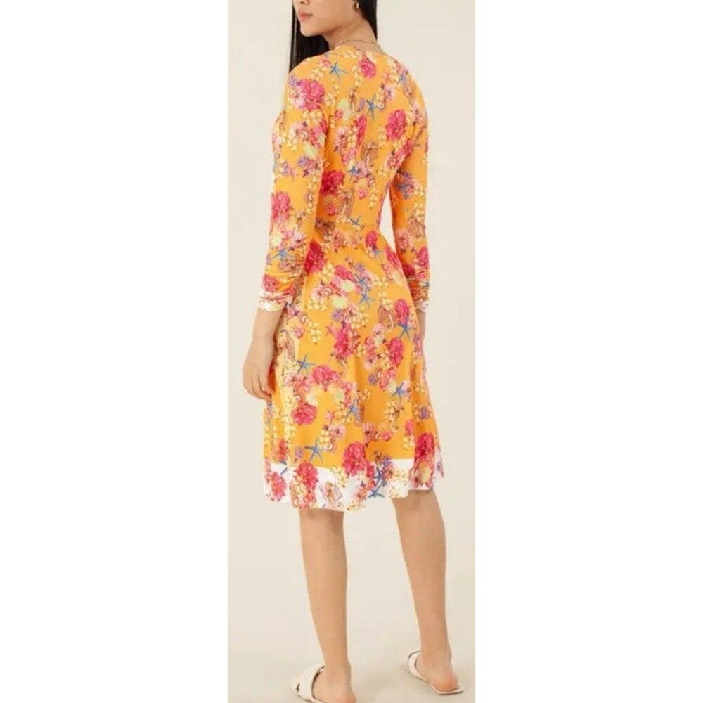 New HALE BOB Yetty Jersey Dress Orange and Pink Starfish Floral dress size XS